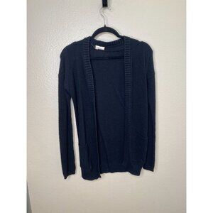 Active Womens Open Front Cardigan Sweater Small Black Cotton/Acrylic Blend